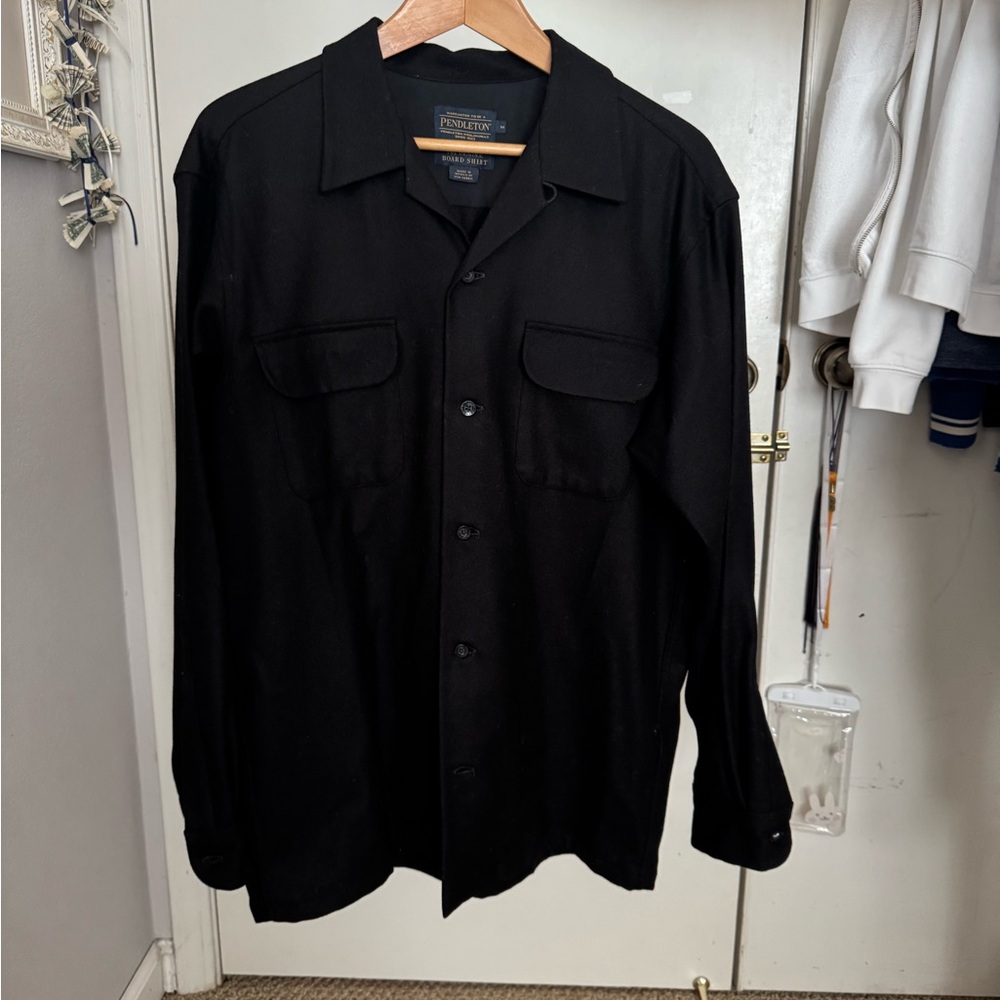 Pendleton Black Button-Front Shirt Jacket